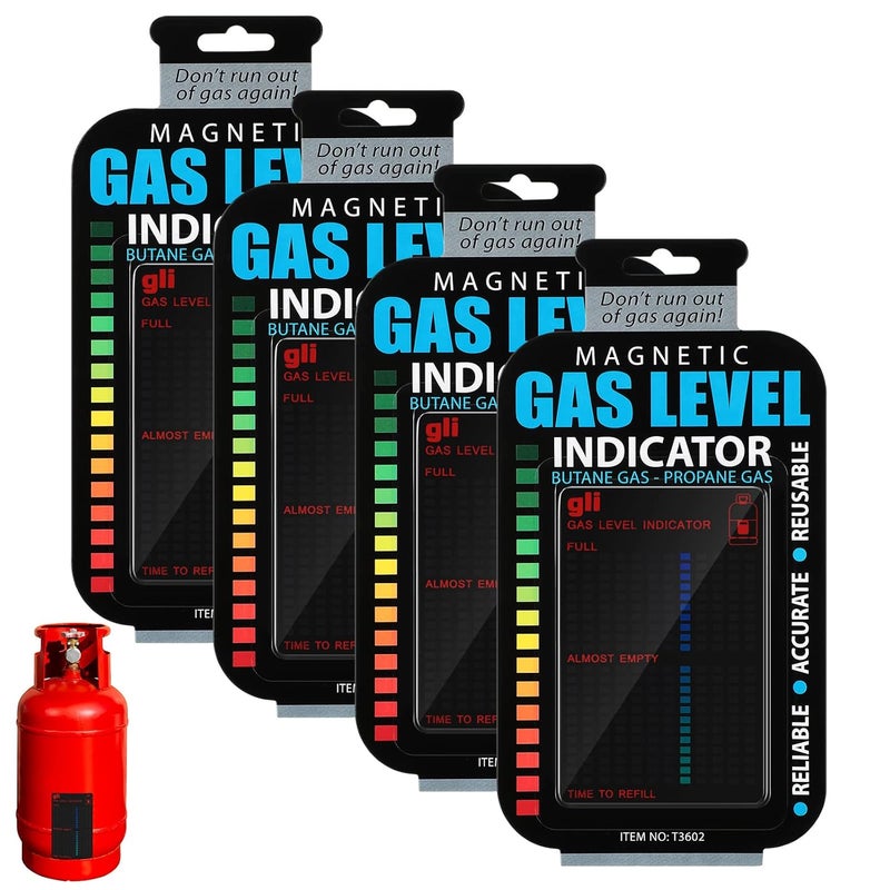 Oudain 4 Pieces Magnetic Gas Level Indicator Reusable Propane Fuel Level Indicators Propane Tank Gauge for Home Kitchen Tool Outdoor Barbecues, Camping - Image 1